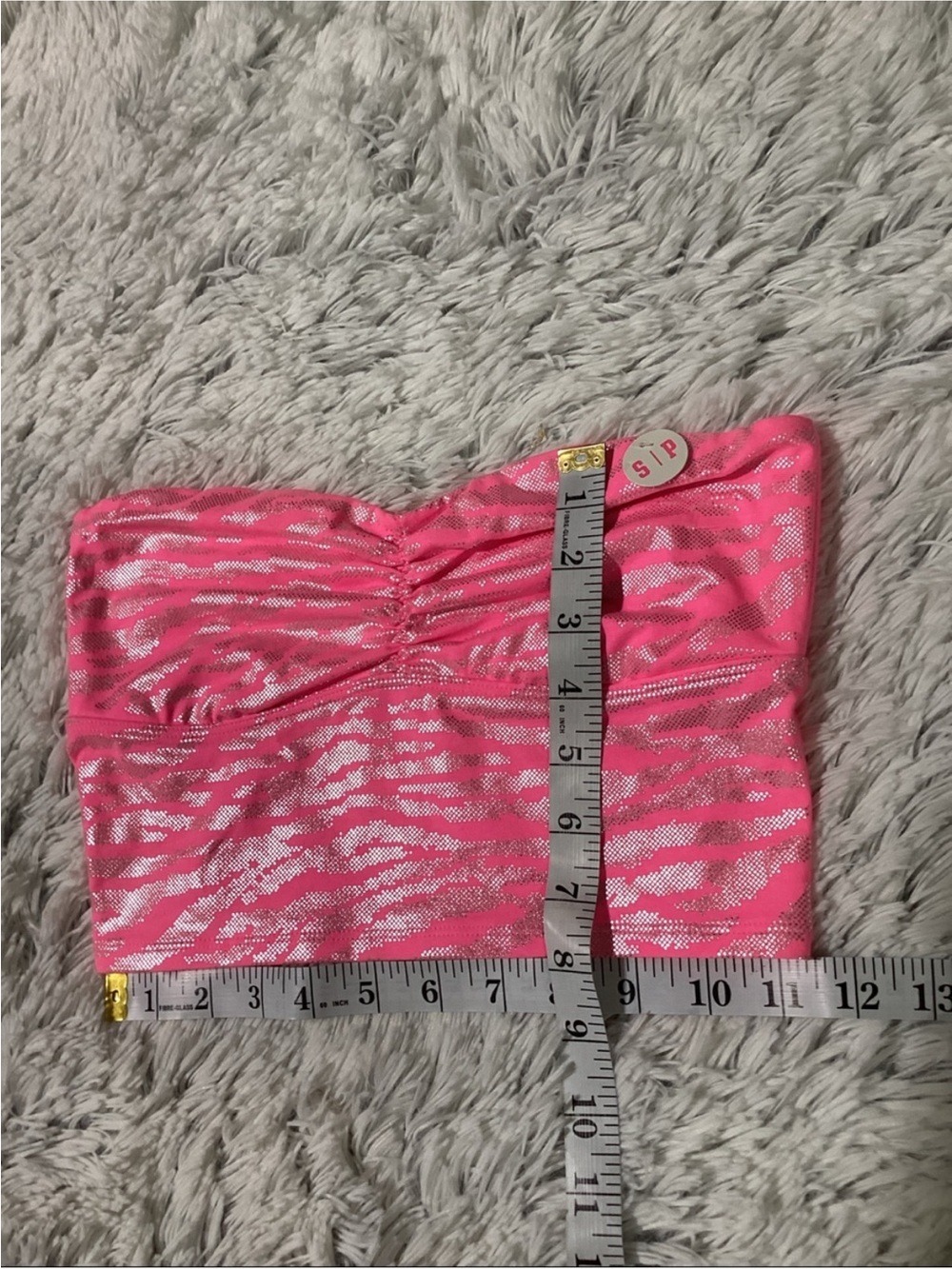 PINK Victoria’s Secret Metallic Pink Zebra Print Bandeau Tube Top Small - Picture 11 of 13
